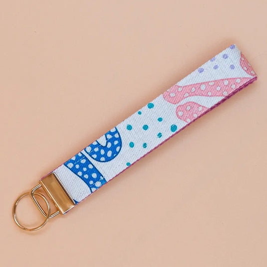 Mixed Colour Denim Wristlet Keychain - Pera Atelier