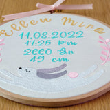 Pera Atelier - Customized baby girl name hoop with cute whimsical bunny embroidery. Nursery decor gift